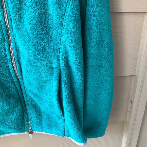 ❤ Danskin Now Turquoise Fuzzy Zip Up Sweater - Picture 3 of 5